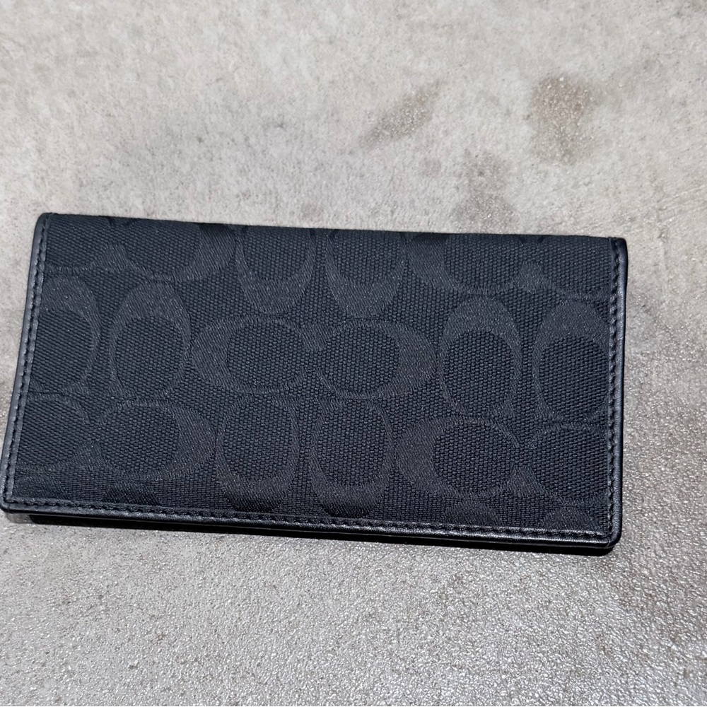 Coach Black Signature Checkbook cover